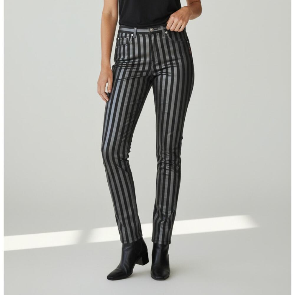 TRIPP NYC Women's Skinny Stripe Jean Size 32 In Black/Gray